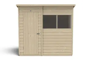 Forest Garden Overlap 7x5 ft Pent Wooden Pressure treated Shed with floor & 2 windows - Assembly service included