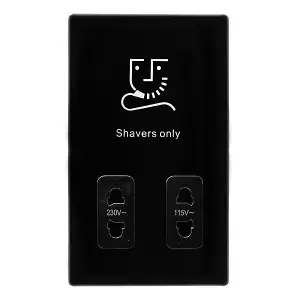 Matt Black Screwless Plate Shaver Socket 115v/230v - Black Trim - SE Home