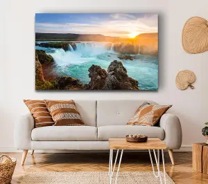 Waterfalls Emptied Into The Sea Canvas Print Wall Art - Medium 20 x 32 Inches