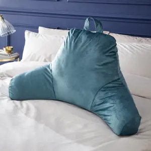 Catherine Lansfield Kingsley Matt Velvet High Back Cuddle Cushion Back Rest Teal Green