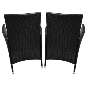 Rattan Bistro Set Furniture 3 PCs Patio Weave Companion Chair Table Set  2 Seater FREE Cover