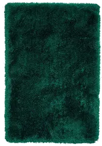 Jewel Green Shaggy Plain Modern Easy to Clean Rug for Living Room and Bedroom-60cm X 120cm