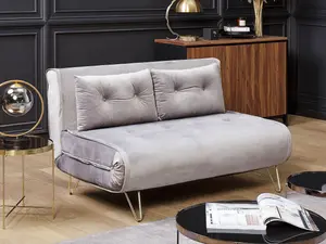 2 Seater Sofa VESTFOLD Grey Velvet