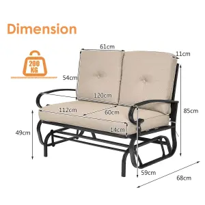 Costway 2 Seater Outdoor Bench Swing Glider Chair Loveseat W/ Comfortable Cushions