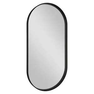 GoodHome Tisa Black Oval Wall-mounted Bathroom Mirror (H)80cm (W)40cm