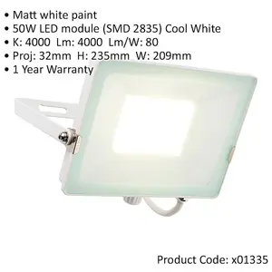 2 PACK Outdoor Waterproof LED Floodlight - 50W Cool White LED - Matt White