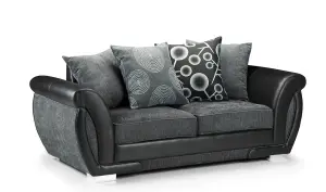 Sienna Sofa Black/Grey 3 Seater Suite