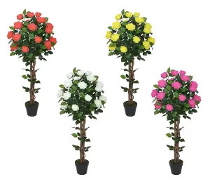 Best Artificial 4ft - 120cm White Rose Flower Tree