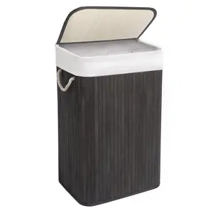 Califf Bamboo Laundry Hamper with Handles Grey