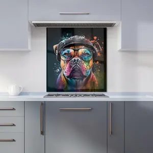 Staffordshire Bull Terrier Dog Splashart Premium Glass Kitchen Splashback W900mm x H650mm