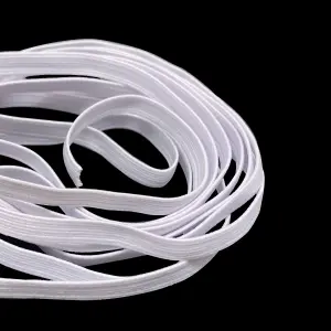 6mm Wide Flat Elastic Band, Stretchable Elastic Cord Flat Tape, White - 10 metres