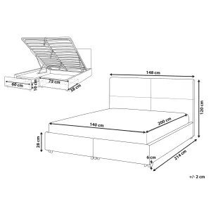 Velvet EU Double Size Ottoman Bed with Drawers Light Grey VERNOYES