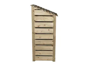 Slatted wooden log store W-79cm, H-180cm, D-88cm - natural (light green) finish