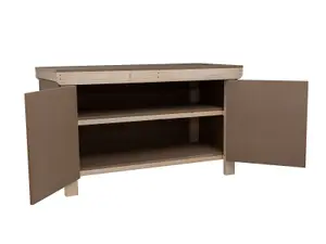 Wooden MDF Top Workbench With Lockable Cupboard (V.9) (H-90cm, D-70cm, L-210cm) with double shelf