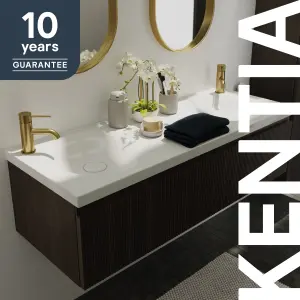 GoodHome Kentia Double Matt White Rectangular Vanity Basin (W)120.6cm