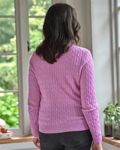 Womens Cashmere Merino Cable Crew Neck Jumper | Woolovers