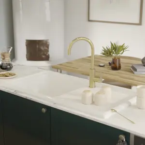 GoodHome Zanthe Brass effect Kitchen Side lever Tap