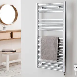 Bray Electric Heated Towel Rail, Prefilled, Straight, Chrome - W500 x H1400 mm