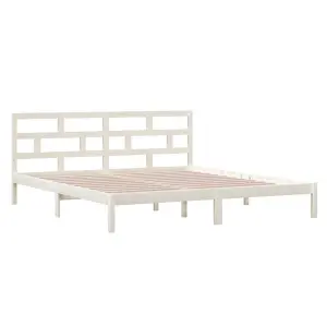 Berkfield Bed Frame White Solid Wood Pine 140x190 cm