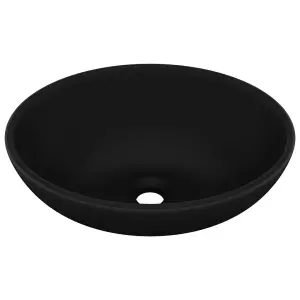 Berkfield Luxury Basin Oval-shaped Matt Black 40x33 cm Ceramic