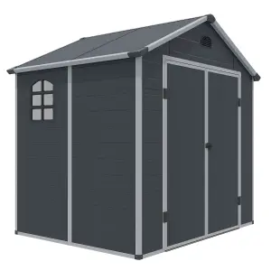 Rowlinson Airevale 8x6 Plastic Apex Shed Dark Grey with Foundation Kit & Assembly