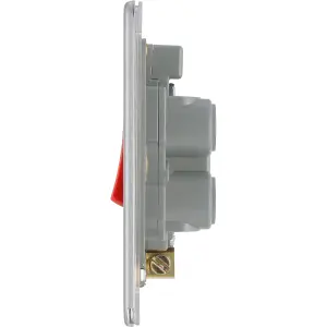 GoodHome 45A Rocker Flat Control switch with LED indicator Steel effect