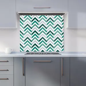 Geometric Retro Vintage Chevron Pattern Premium Glass Kitchen Splashback W600mm x H750mm