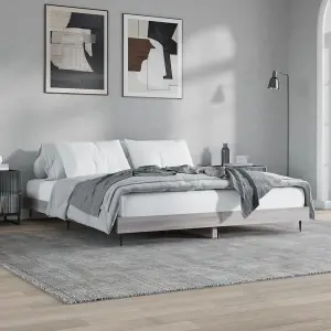 Berkfield Bed Frame Grey Sonoma 180x200 cm 6FT Super King Engineered Wood