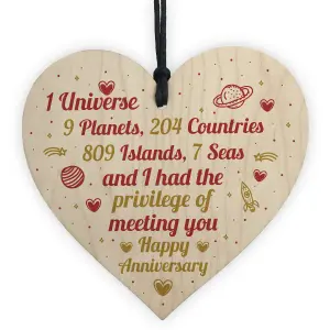 Red Ocean Happy Anniversary Gift 1st 2nd 3rd 4th 5th 10th 25th 50th Anniversary Handmade Wooden Heart Plaque Gift For Her