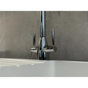 Liquida LT03CH Monobloc Swan Neck Twin Lever Chrome Kitchen Mixer Tap