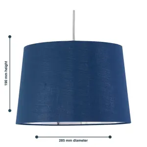 First Choice Lighting Zoey Navy Blue with Silver Inner 28cm Easy Fit Pendant or Lamp Shade