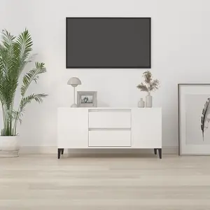 Berkfield TV Cabinet High Gloss White 102x44.5x50 cm Engineered Wood