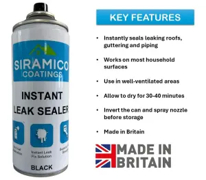 Instant Leak Sealer Black - 400ml - Waterproof Sealant Spray