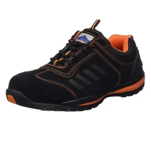 Portwest Mens Steelite Lusum S1P HRO Suede Safety Shoes Black/Orange (10 UK)