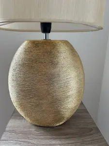 Waltham Brushed Champagne Ceramic Table Lamp complete with Matching Shade