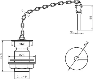 Round Basin Waste with Brass Plug & Link Chain - Chrome