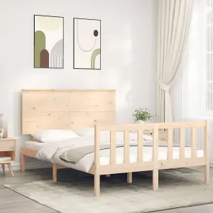 Berkfield Bed Frame with Headboard Small Double Solid Wood