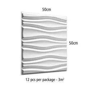 Flows Design 12 Boards 50x50cm 3D Wall Panel