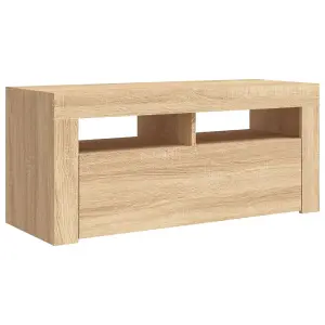 vidaXL TV Cabinet with LED Lights Sonoma Oak 90x35x40 cm