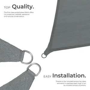 Shade Sail - rectangular with UV protection 50+, water-repellent, grey - 500 x 500 cm