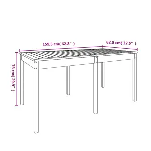 Berkfield Garden Table Grey 159.5x82.5x76 cm Solid Wood Pine