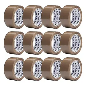 KAV Strong Adhesive Brown Packaging Tape - 48MM x 66M Rolls for Secure Box Sealing, Parcel Tape with Improved Formula