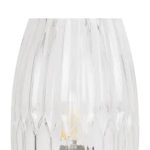 First Choice Lighting Facet Chrome with Clear Faceted Glass Table Lamp