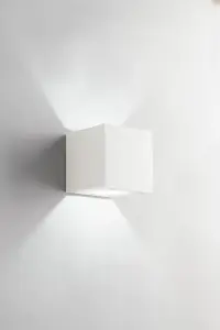 Luminosa RUBIK Plaster Wall Light White 11.5x11.5x11.5cm