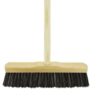 Indoor Broom Soft Bristle Sweeping Brush - Flexible Nylon & Natural Bristles, 120cm Wooden Handle (35cm / 14")