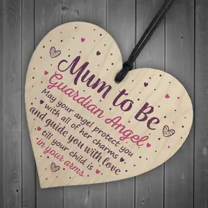 Red Ocean Mum To Be Gifts Guardian Angel Wooden Heart Baby Shower Gifts Boys Girls For Her