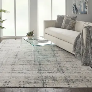 Ivory Blue Dotted Luxurious Modern Easy to Clean Rug For Bedroom & Living Room-160cm X 221cm