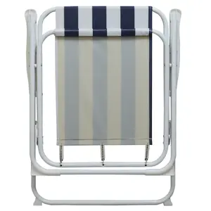 Harbour Housewares - Folding Metal Beach Chairs - Blue/Red Stripe - Pack of 2