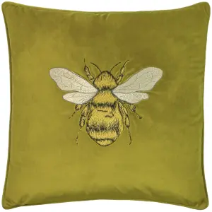 Paoletti Hortus Embroidered Bee Feather Rich Cushion