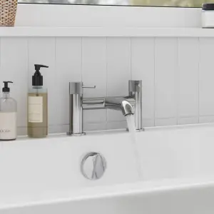 GoodHome Owens Gloss Chrome effect Deck-mounted Manual Double Bath Filler Tap